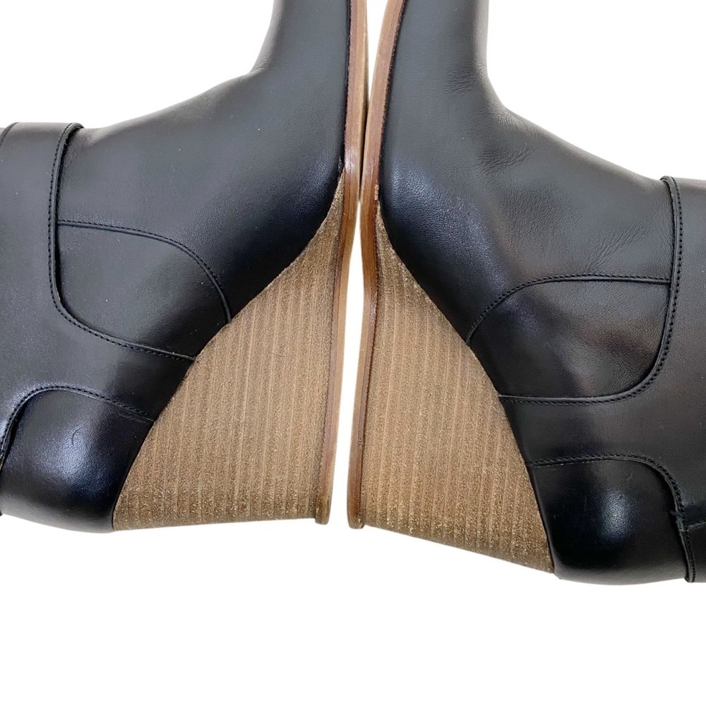 MM6 Maison Martin Margiela Boots Black Leather Wedge Ankle Boots - Picture 4 of 9